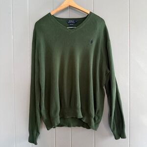 Polo‎ Ralph Lauren Pima Cotton V-Neck Sweater Forest Green XL